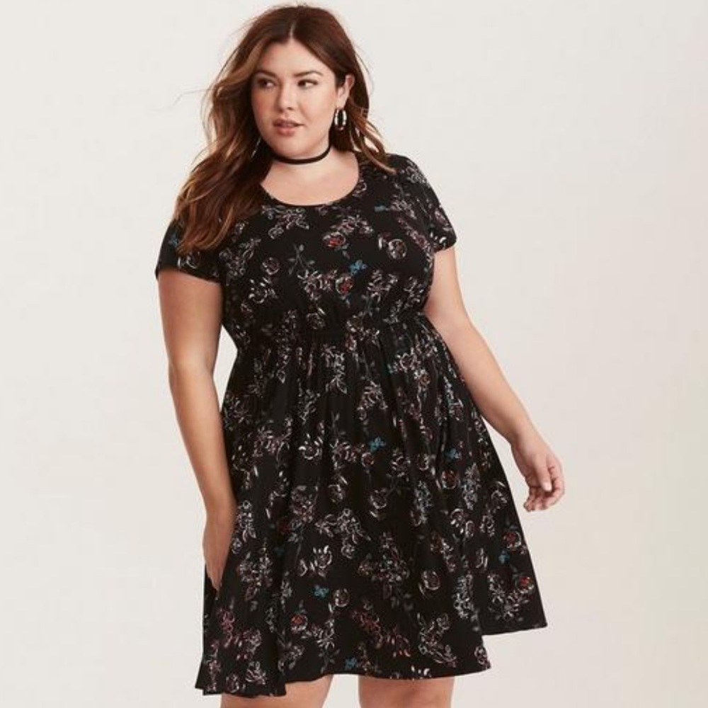 Torrid Black Floral Mini Dress